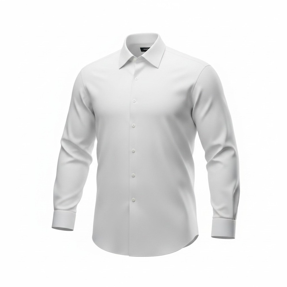 George Sateen Men's XXL White Long Sleeve Wrinkle Resistant Dress Shirt 18-18.5